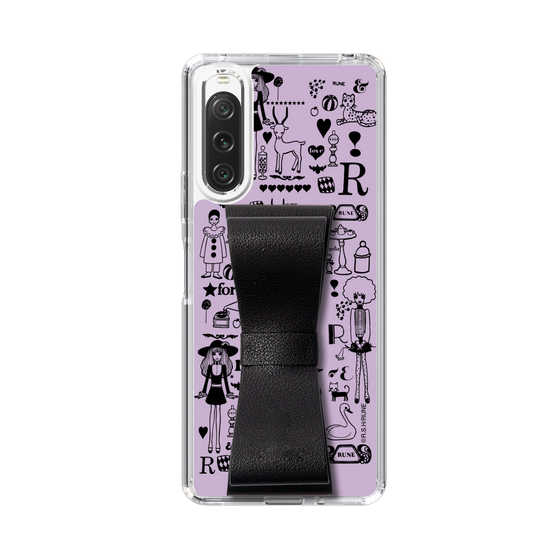 Slim Protection Case - STAND & RING RIBBON Black［ Rune Naito - RUNE Girl Retro & Modern - Purple ］