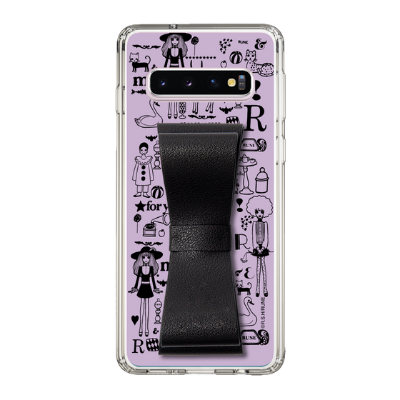 Slim Protection Case - STAND & RING RIBBON Black［ Rune Naito - RUNE Girl Retro & Modern - Purple ］