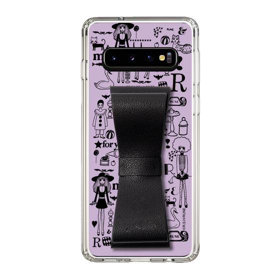 Slim Protection Case - STAND & RING RIBBON Black［ Rune Naito - RUNE Girl Retro & Modern - Purple ］