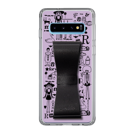 Slim Protection Case - STAND & RING RIBBON Black［ Rune Naito - RUNE Girl Retro & Modern - Purple ］