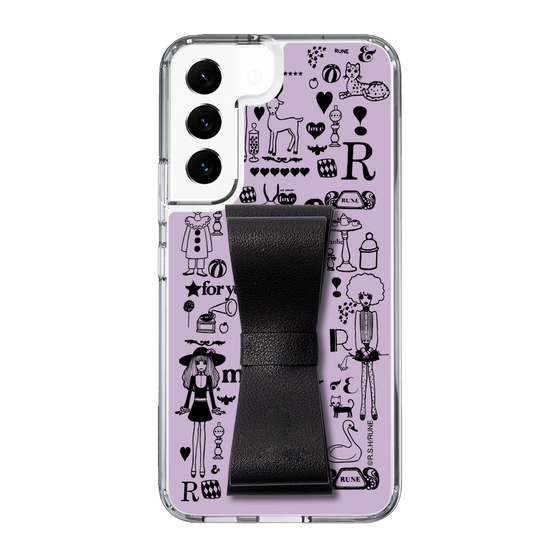 Slim Protection Case - STAND & RING RIBBON Black［ Rune Naito - RUNE Girl Retro & Modern - Purple ］