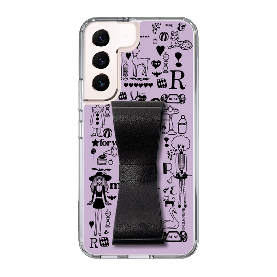 Slim Protection Case - STAND & RING RIBBON Black［ Rune Naito - RUNE Girl Retro & Modern - Purple ］