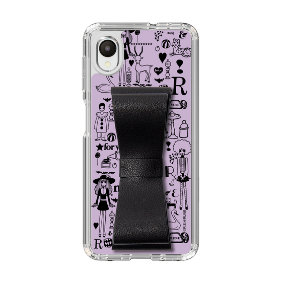 Slim Protection Case - STAND & RING RIBBON Black［ Rune Naito - RUNE Girl Retro & Modern - Purple ］