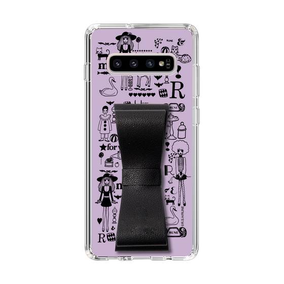 Slim Protection Case - STAND & RING RIBBON Black［ Rune Naito - RUNE Girl Retro & Modern - Purple ］