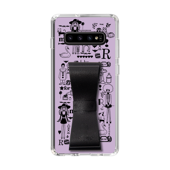 Slim Protection Case - STAND & RING RIBBON Black［ Rune Naito - RUNE Girl Retro & Modern - Purple ］