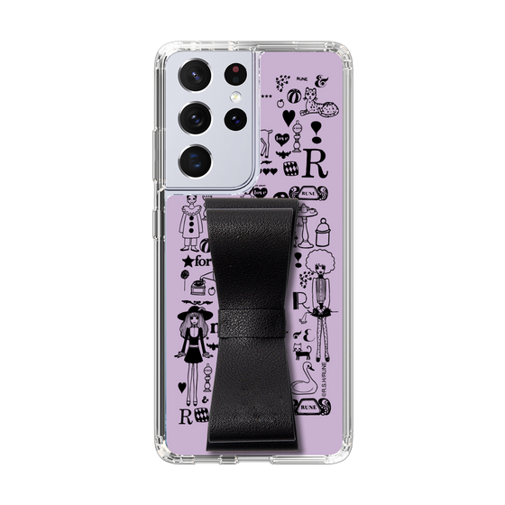 Slim Protection Case - STAND & RING RIBBON Black［ Rune Naito - RUNE Girl Retro & Modern - Purple ］
