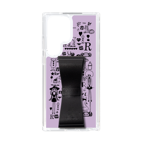 Slim Protection Case - STAND & RING RIBBON Black［ Rune Naito - RUNE Girl Retro & Modern - Purple ］