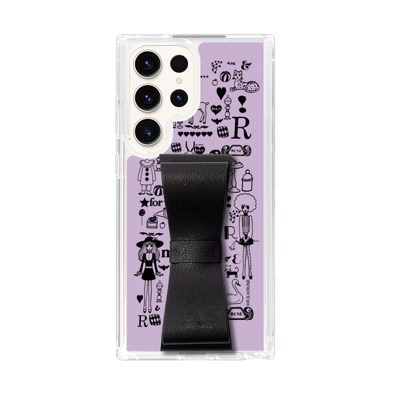 Slim Protection Case - STAND & RING RIBBON Black［ Rune Naito - RUNE Girl Retro & Modern - Purple ］