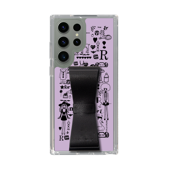 Slim Protection Case - STAND & RING RIBBON Black［ Rune Naito - RUNE Girl Retro & Modern - Purple ］