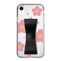 Slim Protection Case - STAND & RING RIBBON Black［ Rune Naito - RUNE Flower - Pink ］