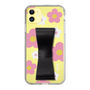 Slim Protection Case - STAND & RING RIBBON Black［ Rune Naito - RUNE Flower - Pink ］