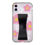 Slim Protection Case - STAND & RING RIBBON Black［ Rune Naito - RUNE Flower - Pink ］