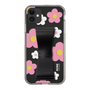 Slim Protection Case - STAND & RING RIBBON Black［ Rune Naito - RUNE Flower - Pink ］