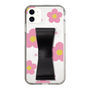Slim Protection Case - STAND & RING RIBBON Black［ Rune Naito - RUNE Flower - Pink ］