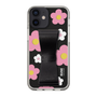 Slim Protection Case - STAND & RING RIBBON Black［ Rune Naito - RUNE Flower - Pink ］