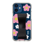 Slim Protection Case - STAND & RING RIBBON Black［ Rune Naito - RUNE Flower - Pink ］