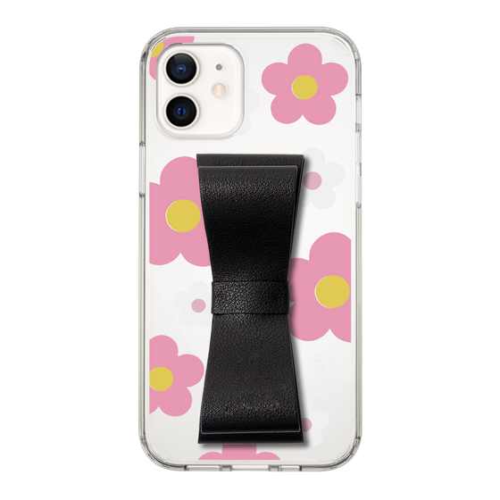 Slim Protection Case - STAND & RING RIBBON Black［ Rune Naito - RUNE Flower - Pink ］