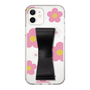 Slim Protection Case - STAND & RING RIBBON Black［ Rune Naito - RUNE Flower - Pink ］