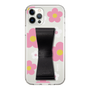 Slim Protection Case - STAND & RING RIBBON Black［ Rune Naito - RUNE Flower - Pink ］