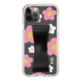 Slim Protection Case - STAND & RING RIBBON Black［ Rune Naito - RUNE Flower - Pink ］