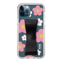 Slim Protection Case - STAND & RING RIBBON Black［ Rune Naito - RUNE Flower - Pink ］