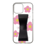 Slim Protection Case - STAND & RING RIBBON Black［ Rune Naito - RUNE Flower - Pink ］