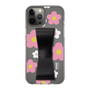 Slim Protection Case - STAND & RING RIBBON Black［ Rune Naito - RUNE Flower - Pink ］