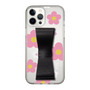 Slim Protection Case - STAND & RING RIBBON Black［ Rune Naito - RUNE Flower - Pink ］