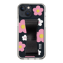 Slim Protection Case - STAND & RING RIBBON Black［ Rune Naito - RUNE Flower - Pink ］