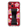 Slim Protection Case - STAND & RING RIBBON Black［ Rune Naito - RUNE Flower - Pink ］