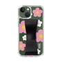 Slim Protection Case - STAND & RING RIBBON Black［ Rune Naito - RUNE Flower - Pink ］
