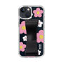 Slim Protection Case - STAND & RING RIBBON Black［ Rune Naito - RUNE Flower - Pink ］