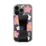 Slim Protection Case - STAND & RING RIBBON Black［ Rune Naito - RUNE Flower - Pink ］