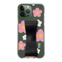 Slim Protection Case - STAND & RING RIBBON Black［ Rune Naito - RUNE Flower - Pink ］