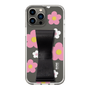 Slim Protection Case - STAND & RING RIBBON Black［ Rune Naito - RUNE Flower - Pink ］