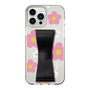 Slim Protection Case - STAND & RING RIBBON Black［ Rune Naito - RUNE Flower - Pink ］