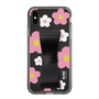 Slim Protection Case - STAND & RING RIBBON Black［ Rune Naito - RUNE Flower - Pink ］