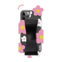 Slim Protection Case - STAND & RING RIBBON Black［ Rune Naito - RUNE Flower - Pink ］
