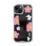 Slim Protection Case - STAND & RING RIBBON Black［ Rune Naito - RUNE Flower - Pink ］