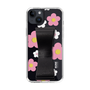 Slim Protection Case - STAND & RING RIBBON Black［ Rune Naito - RUNE Flower - Pink ］