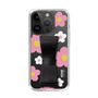 Slim Protection Case - STAND & RING RIBBON Black［ Rune Naito - RUNE Flower - Pink ］