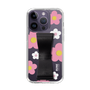 Slim Protection Case - STAND & RING RIBBON Black［ Rune Naito - RUNE Flower - Pink ］