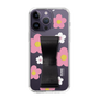 Slim Protection Case - STAND & RING RIBBON Black［ Rune Naito - RUNE Flower - Pink ］