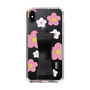 Slim Protection Case - STAND & RING RIBBON Black［ Rune Naito - RUNE Flower - Pink ］