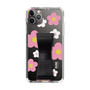 Slim Protection Case - STAND & RING RIBBON Black［ Rune Naito - RUNE Flower - Pink ］