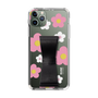 Slim Protection Case - STAND & RING RIBBON Black［ Rune Naito - RUNE Flower - Pink ］