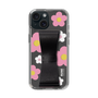 Slim Protection Case - STAND & RING RIBBON Black［ Rune Naito - RUNE Flower - Pink ］