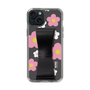 Slim Protection Case - STAND & RING RIBBON Black［ Rune Naito - RUNE Flower - Pink ］