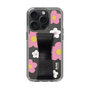 Slim Protection Case - STAND & RING RIBBON Black［ Rune Naito - RUNE Flower - Pink ］