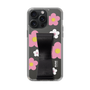 Slim Protection Case - STAND & RING RIBBON Black［ Rune Naito - RUNE Flower - Pink ］